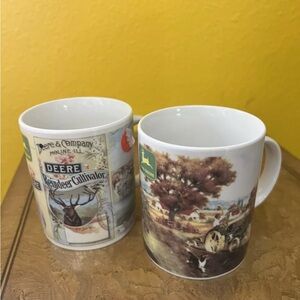 John Deere Set Of 2 Coffee Cup Mug Retro Collectible Memorabilia Farm Tractor
